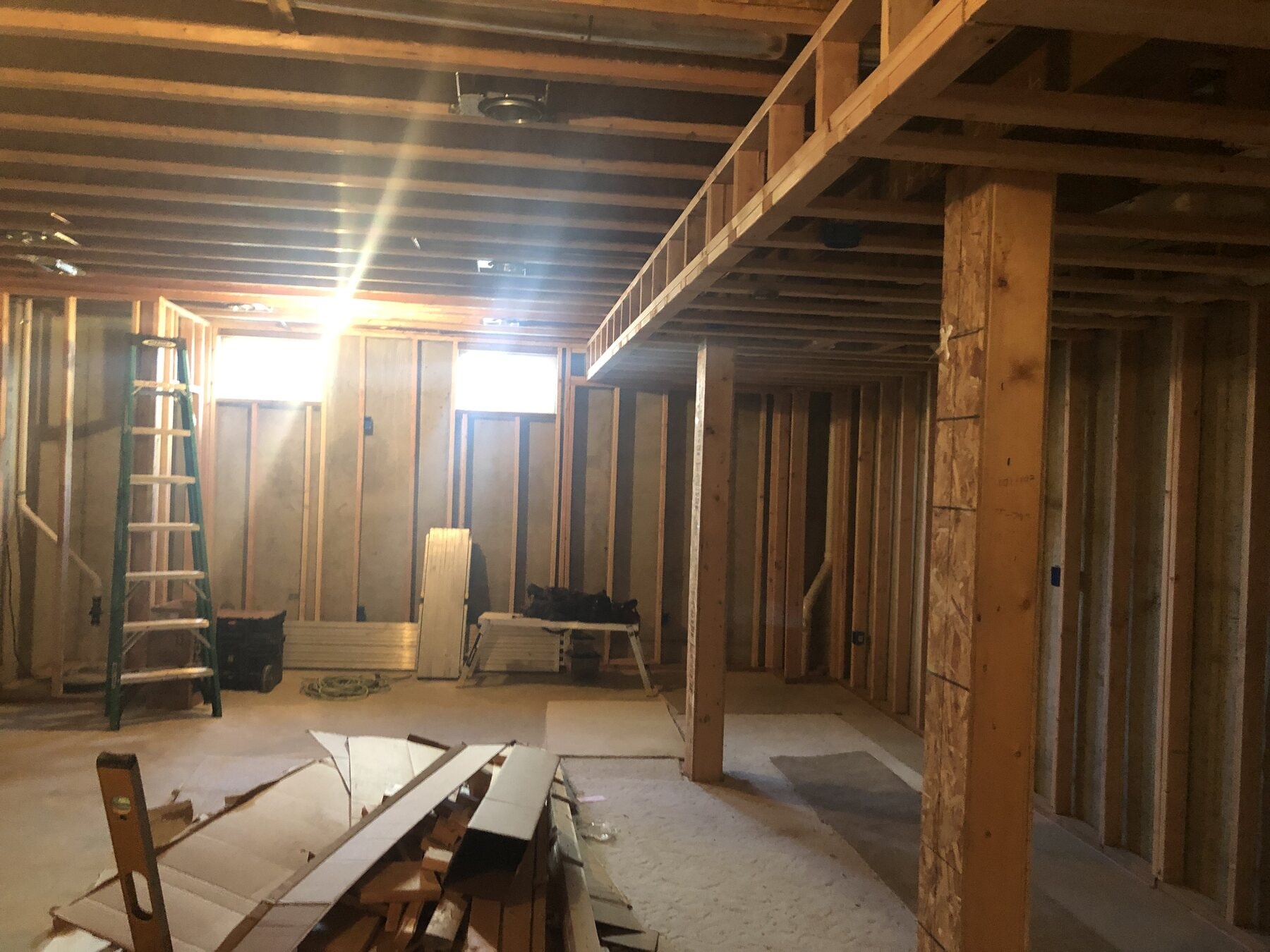 Basement framing and room layout underway